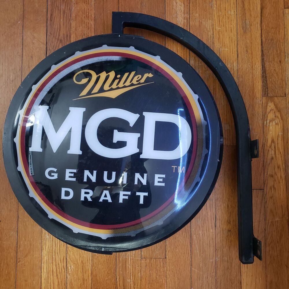 Miller MGD Genuine Draft Round Pub Bar Sign No Light Wall Mount Fallon USA